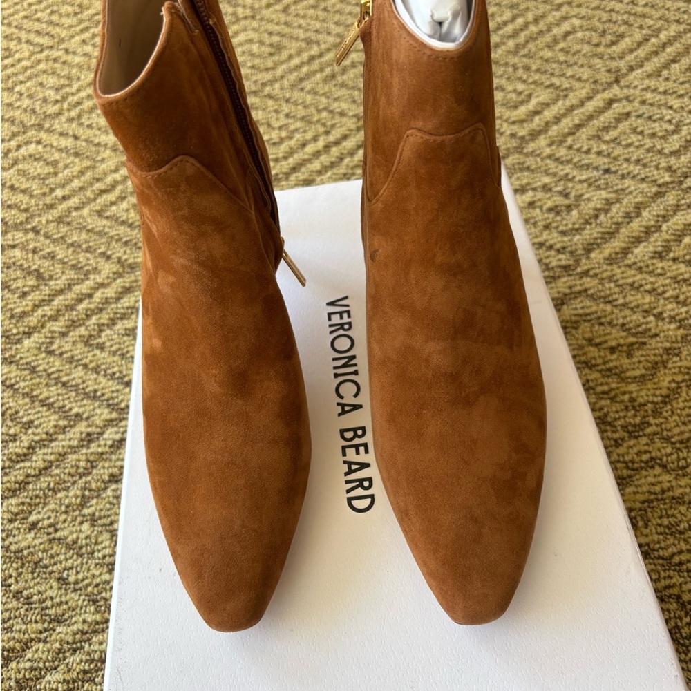Veronica Beard Kelby Suede Ankle Boots color Hazelwood - Picture 3 of 10